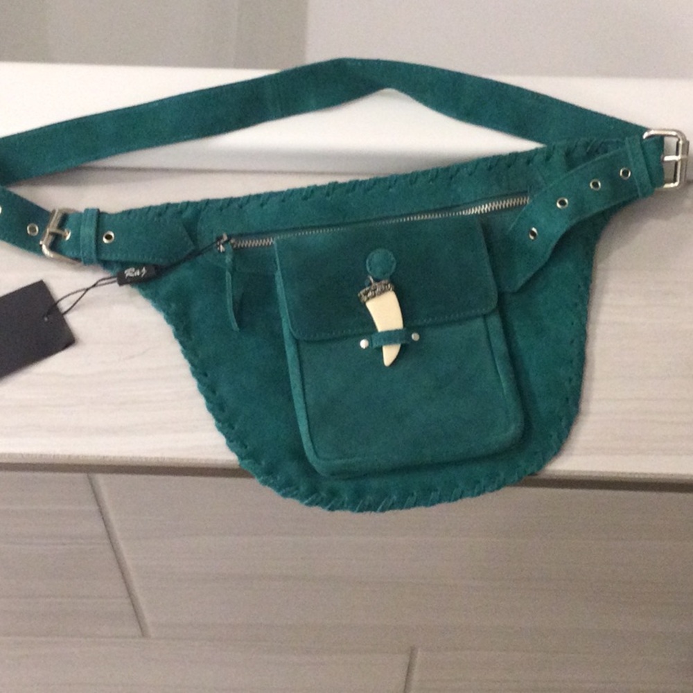 Green Leather Shoulder Bag with Silver Hardware